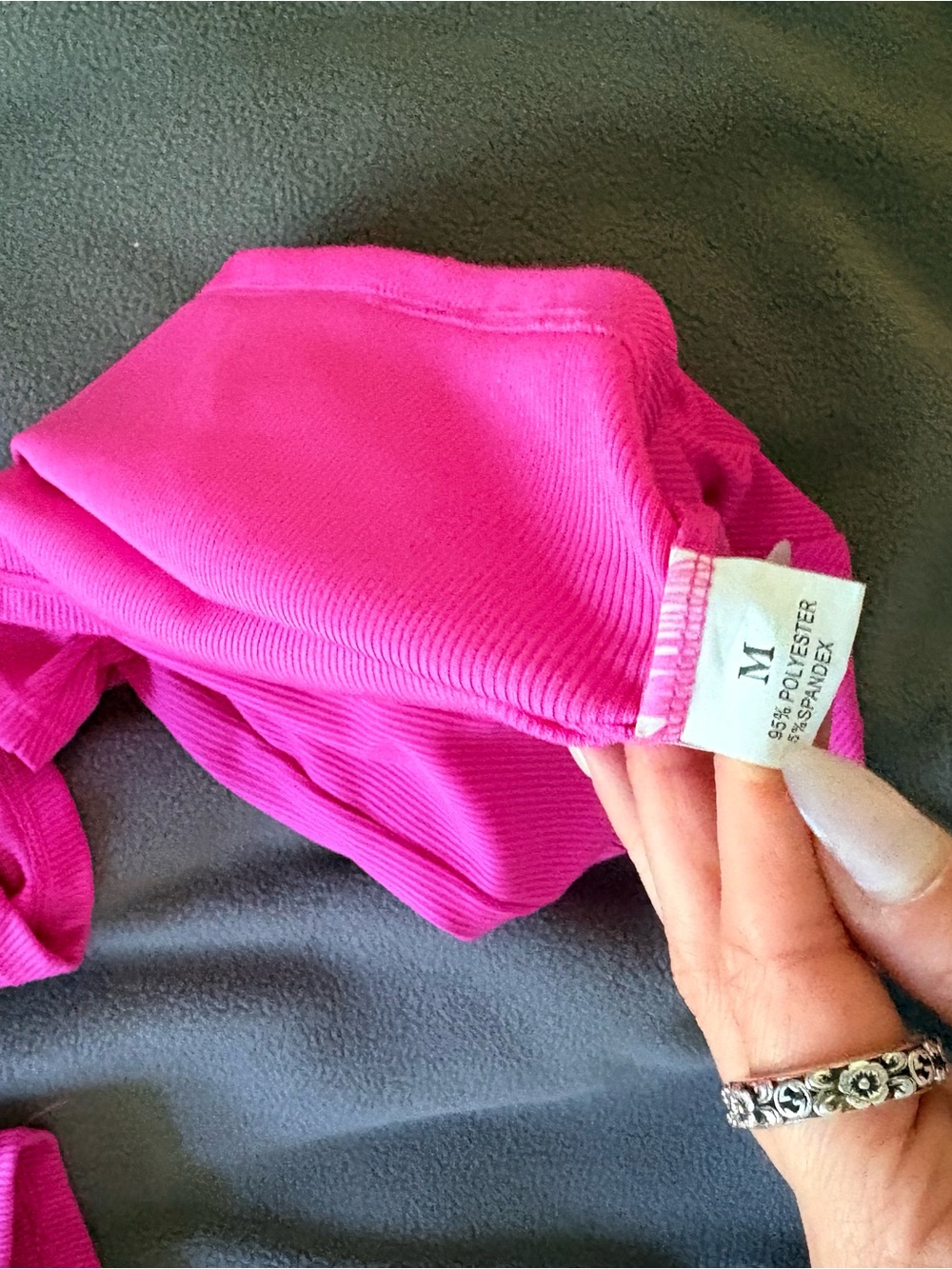Bright Pink Ribbed Short Sleeve Top & Biker Shorts Set - Picture 2 of 2